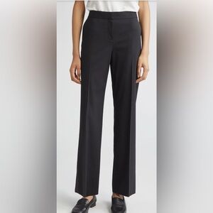 Lafayette 148 New York Irving Straight Leg Stretch Wool Pants Size 16 Black